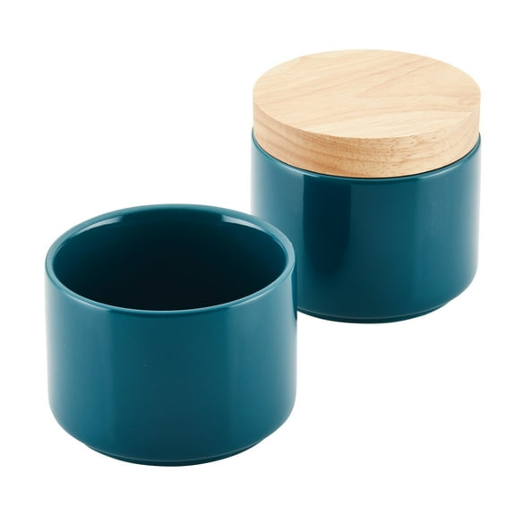 Rachael Ray Ceramic Stacking Spice Box Set with Lid, 2-Piece, Teal