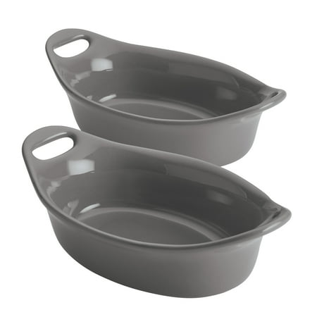 Rachael Ray - 2-Piece Oval Ceramics Au Gratin Set - Gray