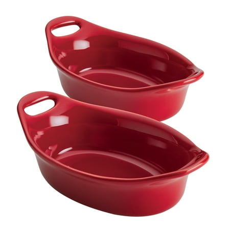 Rachael Ray - 2-Piece Oval Ceramics Au Gratin Set - Red