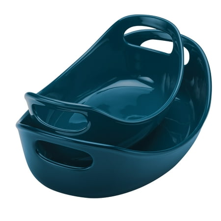 Rachael Ray Ceramics Bubble and Brown Oval Baker Set, 2 Piece