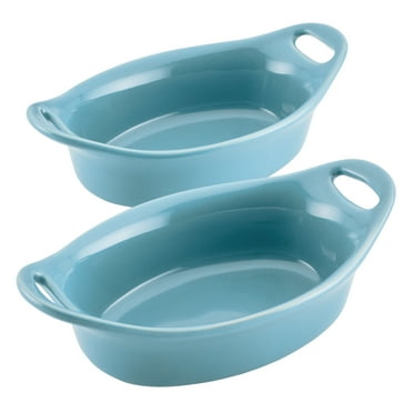 Rachael Ray Ceramics Oval Au Gratin Set, 2-Piece, Agave Blue