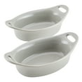 thumbnail image 1 of Rachael Ray Ceramics Oval Au Gratin Set, 2-Piece, Light Sea Salt Gray, 1 of 7