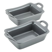 Rachael Ray Ceramics Rectangular Au Gratin Set, 2 Piece, Dark Gray