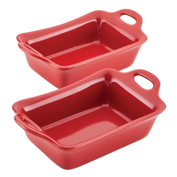 Rachael Ray Ceramics Rectangular Au Gratin Set, 2-Piece, Red
