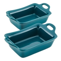 Rachael Ray Ceramics Rectangular Au Gratin Set, 2-Piece, Teal