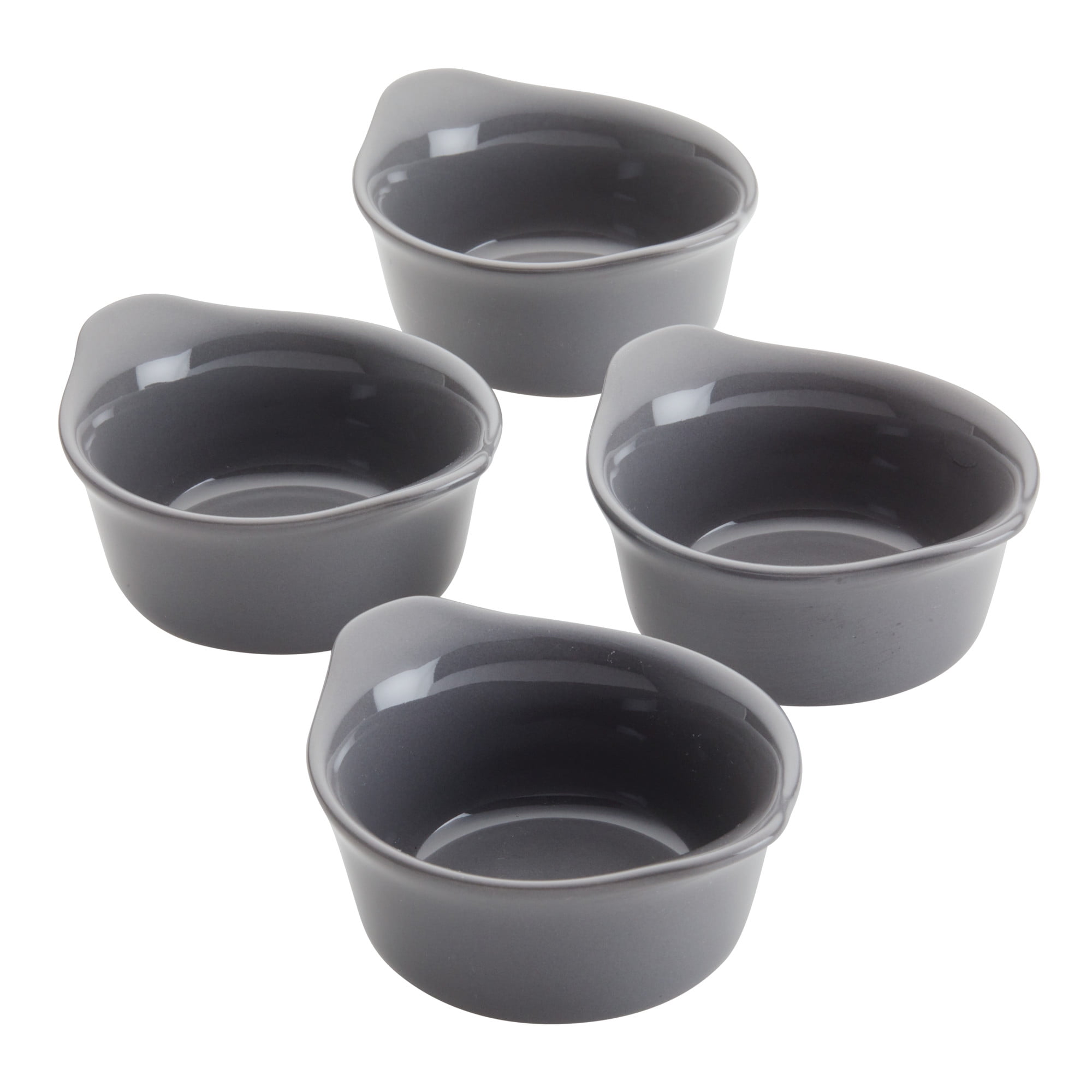 Rachael Ray Ceramics Round Ramekin Dipper Cup Set, 4Piece, Gray