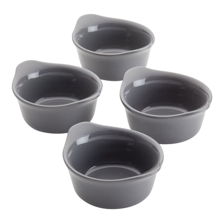 Rachael Ray Ceramics Round Ramekin Dipper Cup Set, 4-Piece, Gray