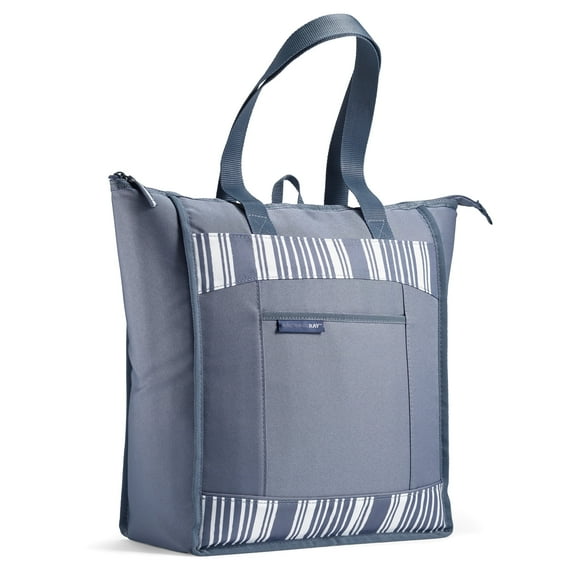 Rachael Ray Chillout, Soft Sided Cooler Bag, Insulated Thermal Tote, Slate Stripe.