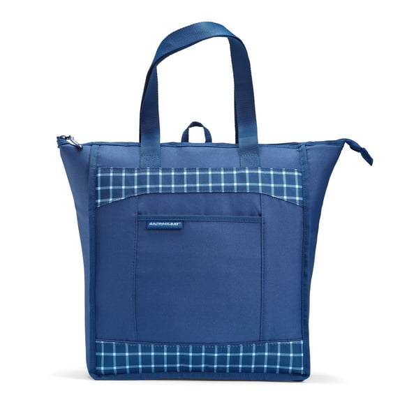 Rachael Ray Chillout Thermal Tote, Insulated Soft Sided Hot/Cold Food Bag, Navy Gingham