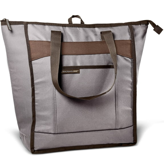 Rachael Ray Chillout Thermal Tote, Insulated Soft Sided Hot/Cold Food Bag, Sea Salt Grey