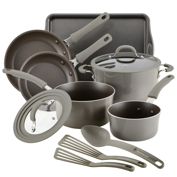Rachael Ray Cook + Create 11 Piece Nonstick Pots and Pans Set, Gray