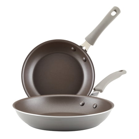 Rachael Ray Cook + Create 2 Piece Aluminum Nonstick Frying Pan Set, Gray