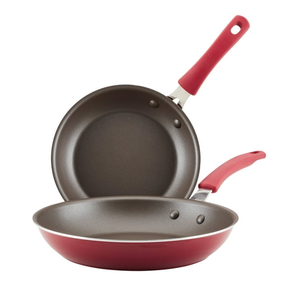 Rachael Ray Cook + Create 2 Piece Aluminum Nonstick Frying Pan Set, Red