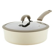 Rachael Ray Cook + Create 3 Qt Aluminum Nonstick Sauté Pan with Lid, Almond