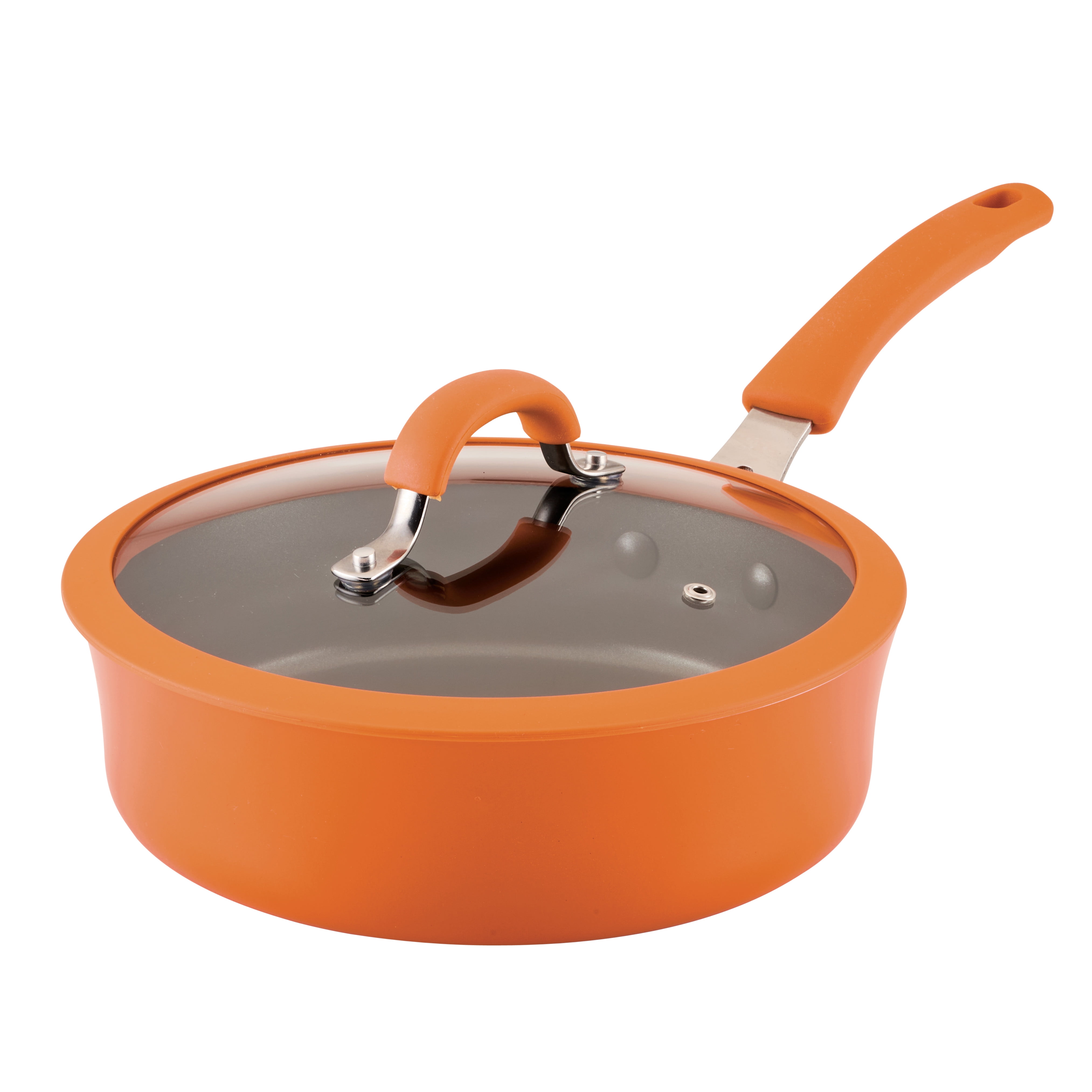 Orange 3-Quart Nonstick Aluminum Saute Pan with Silicone Handle