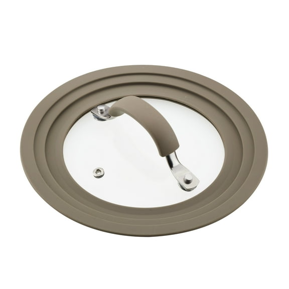 Rachael Ray Cook + Create 8.5 in Universal Silicone-Rimmed Glass Lid, Taupe