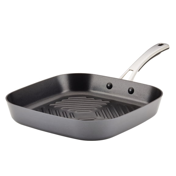 Rachael Ray Cook + Create Hard Anodized Nonstick Deep Grill Pan, 11 inch, Black