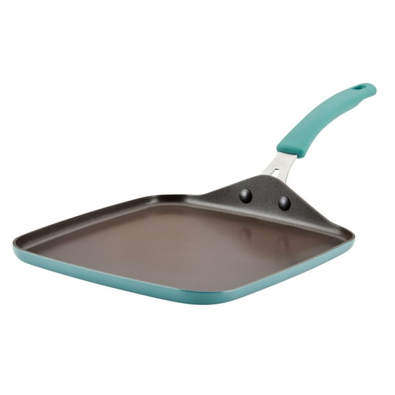 Rachael Ray Cook + Create Nonstick Aluminum Square Stovetop Griddle Pan, 11 inch, Agave Blue