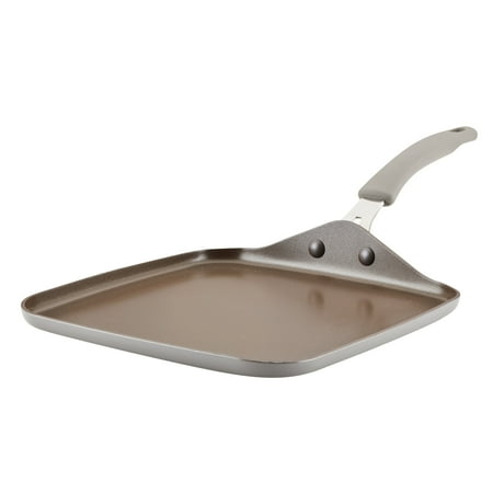 Rachael Ray Cook + Create Nonstick Aluminum Square Stovetop Griddle Pan, 11-Inch, Gray