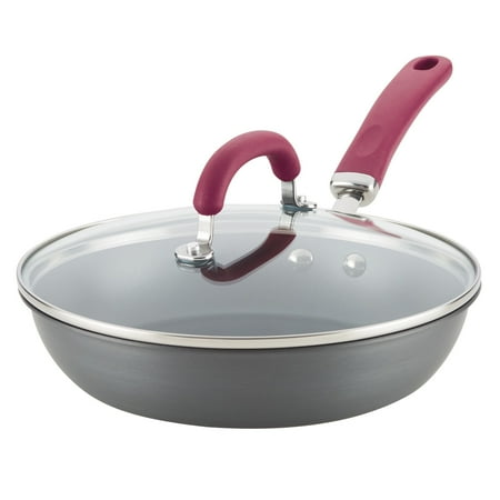 Rachael Ray Create Delicious Hard Anodized Aluminum Nonstick Deep Frying Pan, 10.25-Inch, Gray
