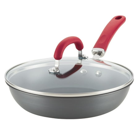 Rachael Ray 10.25" Create Delicious Hard Anodized Aluminum Nonstick Deep Frying Pan, Gray