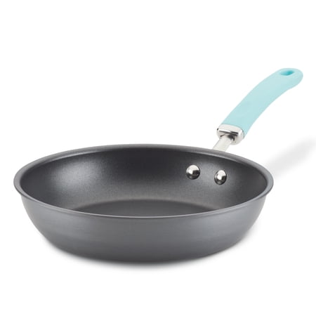Rachael Ray Create Delicious 10.25" Nonstick Deep Frying Pan, Light Blue Handle