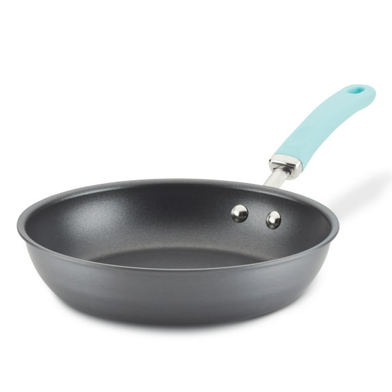 Rachael Ray Create Delicious 10.25" Nonstick Deep Frying Pan, Light Blue Handle
