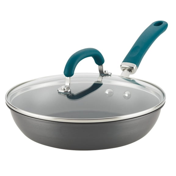 Rachael Ray 10.25" Create Delicious Hard Anodized Aluminum Nonstick Deep Frying Pan, Gray