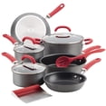 thumbnail interactive-video image 1 of Rachael Ray Create Delicious Hard-Anodized Aluminum Nonstick Cookware Set, 11-Piece, Red Handles, 1 of 9