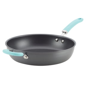 Rachael Ray Create Delicious 12.5" Nonstick Deep Frying Pan, Light Blue Handle