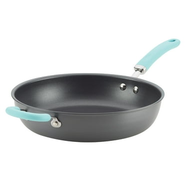 Rachael Ray Create Delicious 12.5" Nonstick Deep Frying Pan, Light Blue Handle
