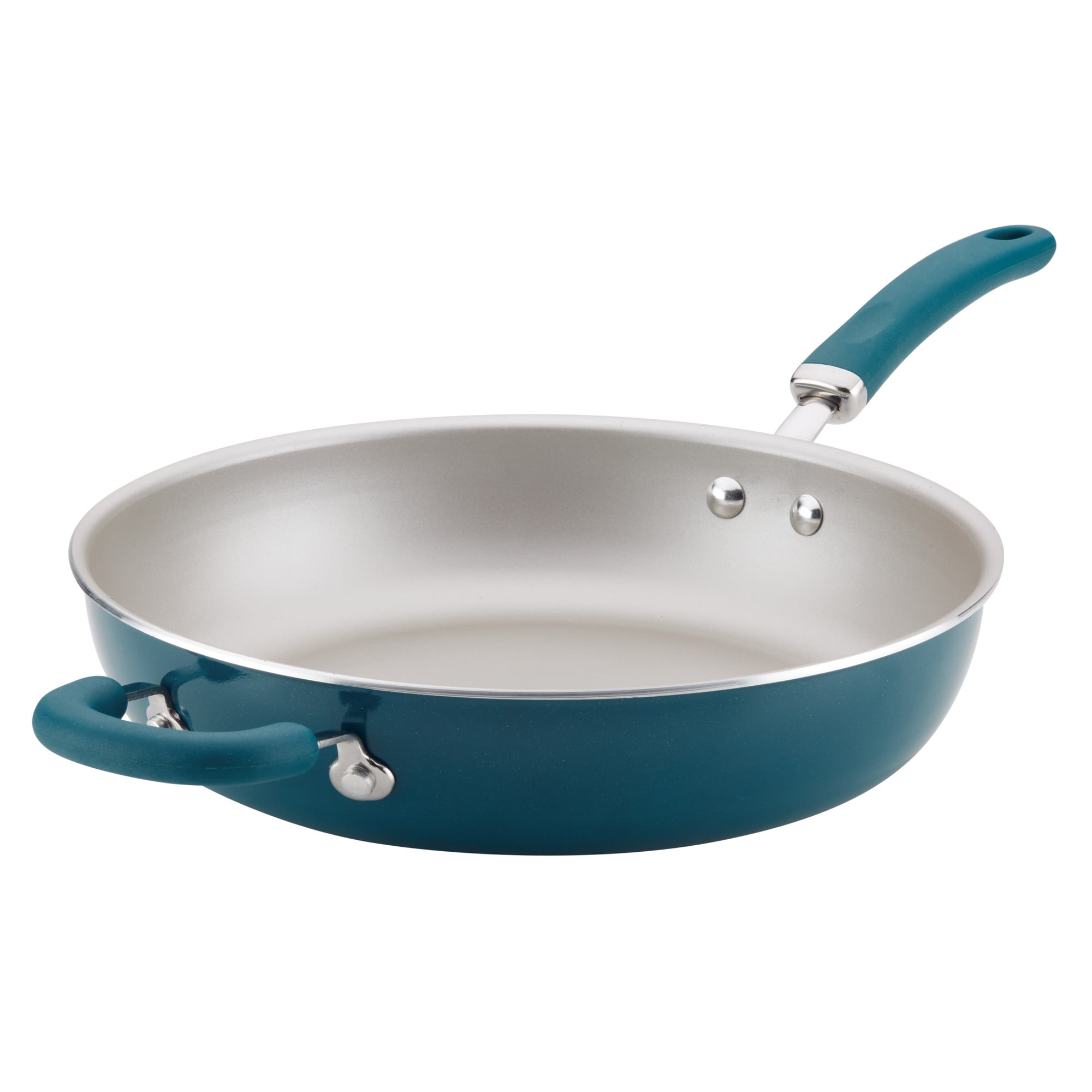 Teal Shimmer 12.5-Inch Aluminum Nonstick Deep Frying Pan