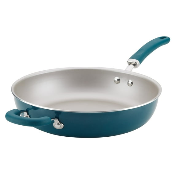 Rachael Ray Create Delicious 12.5" Nonstick Deep Frying Pan, Teal Shimmer