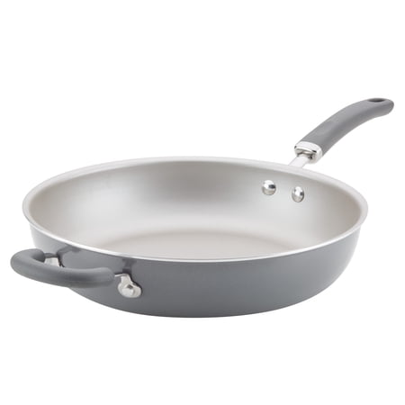 Rachael Ray Create Delicious 12.5 inch Aluminum Nonstick Deep Frying Pan, Gray Shimmer