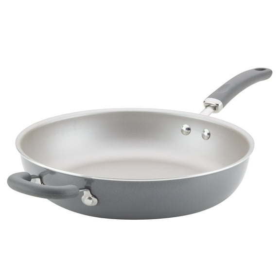 Rachael Ray Create Delicious 12.5 inch Aluminum Nonstick Deep Frying Pan, Gray Shimmer