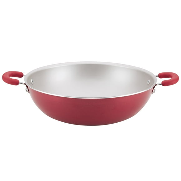 Rachael Ray Create Delicious Aluminum Nonstick Wok, 14.25-Inch, Red Shimmer