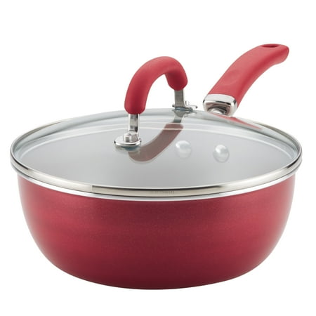 Rachael Ray Create Delicious 3 Qt Aluminum Nonstick Everything Pan, Red Shimmer