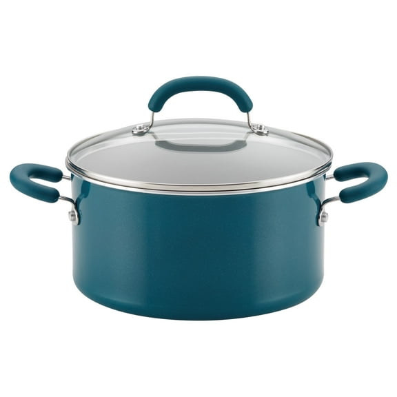 Rachael Ray 6 Qt Create Delicious Aluminum Nonstick Stockpot, Teal Shimmer