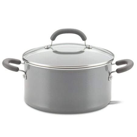 Rachael Ray Create Delicious 6 Quart Aluminum Nonstick Stockpot, Gray Shimmer
