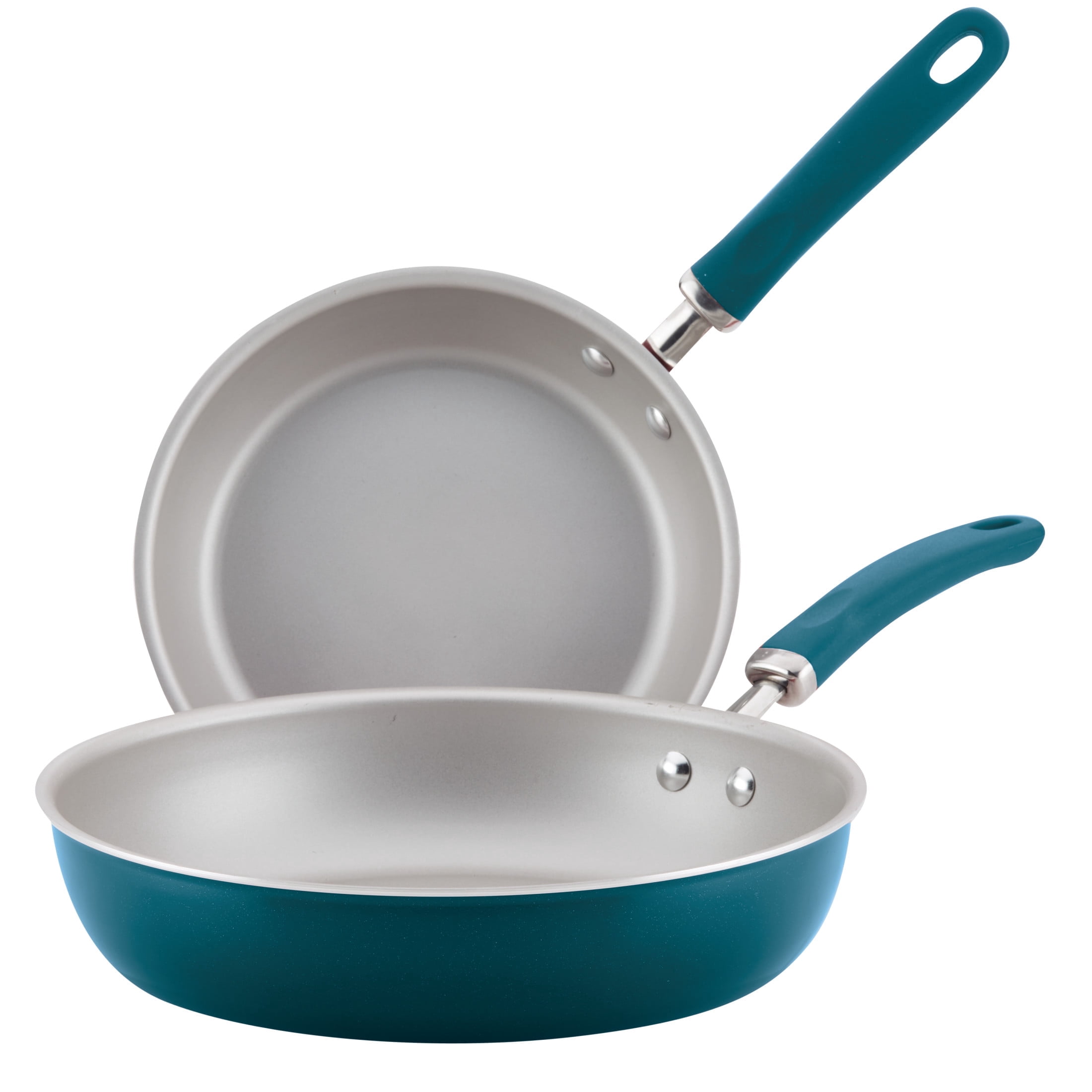 Rachael Ray Create Delicious 9.5" and 11.75" Aluminum Nonstick Frying Pan Set, , Teal