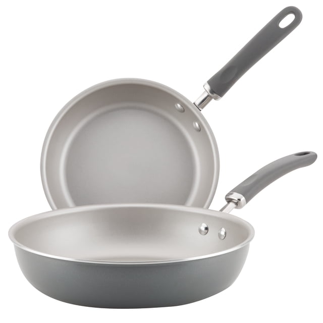 Rachael Ray Create Delicious 9.5" and 11.75" Aluminum Nonstick Skillet, Gray Shimmer