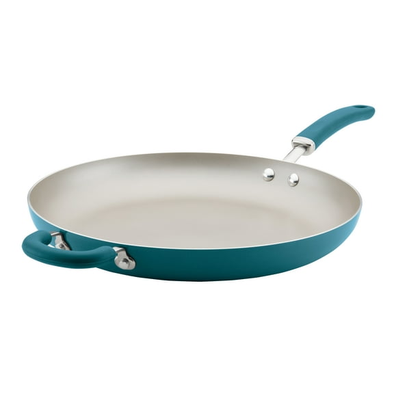 Rachael Ray Create Delicious Aluminum Nonstick 14.5 Inch Induction Frying Pan, Teal Shimmer