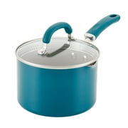 Rachael Ray Create Delicious Aluminum Nonstick Induction Straining Saucepan, 3 Quart, Teal Shimmer