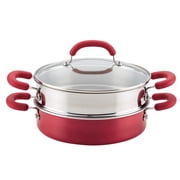 Rachael Ray Create Delicious Aluminum Nonstick Steam Set, 3-Quart, Red Shimmer