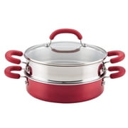 Rachael Ray Create Delicious Aluminum Nonstick Steam Set, 3-Quart, Red Shimmer