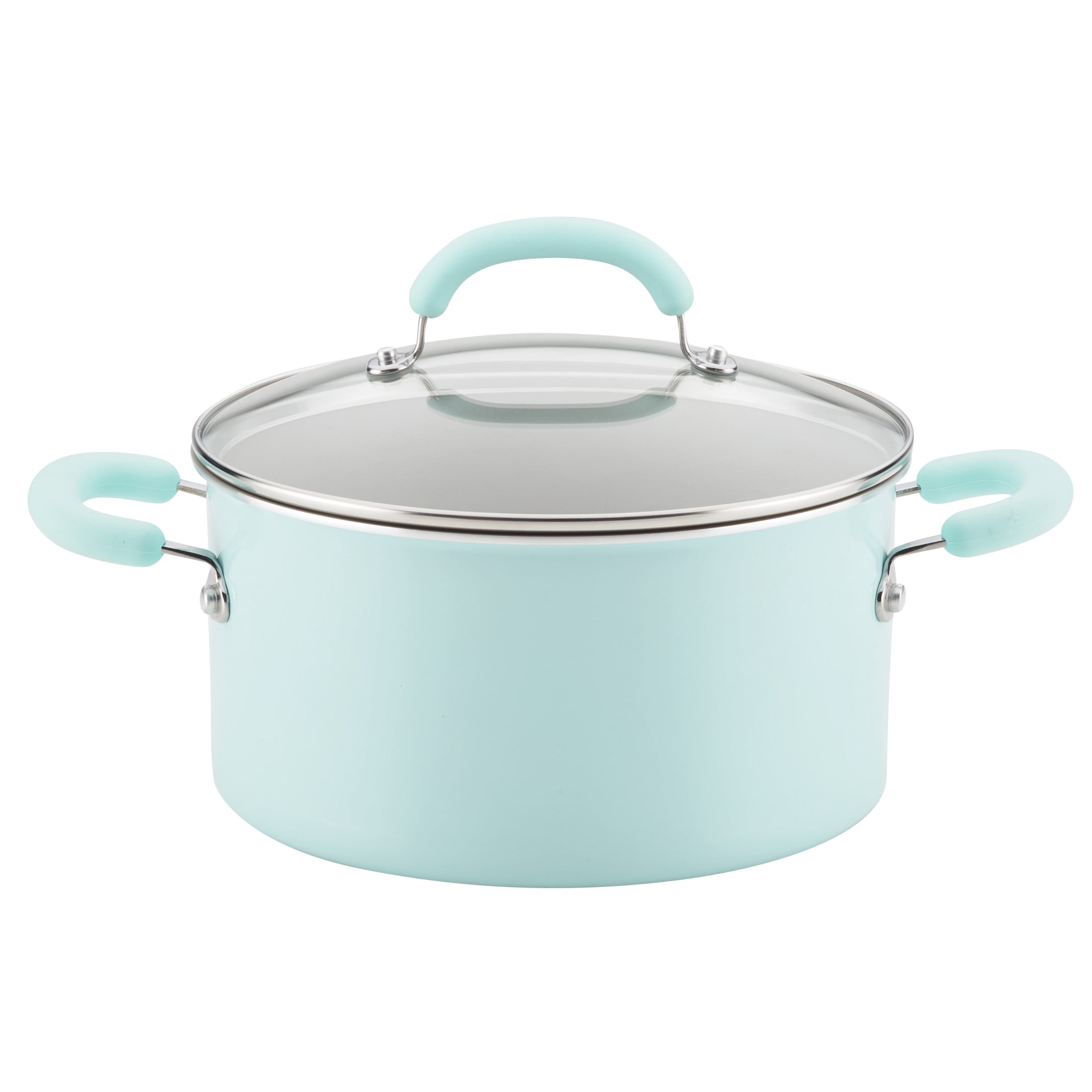 Eternal Living Nonstick Stock Pot Stainless Steel and Ceramic Infused Cooking Pot with Lid, Blue 4.5 qt