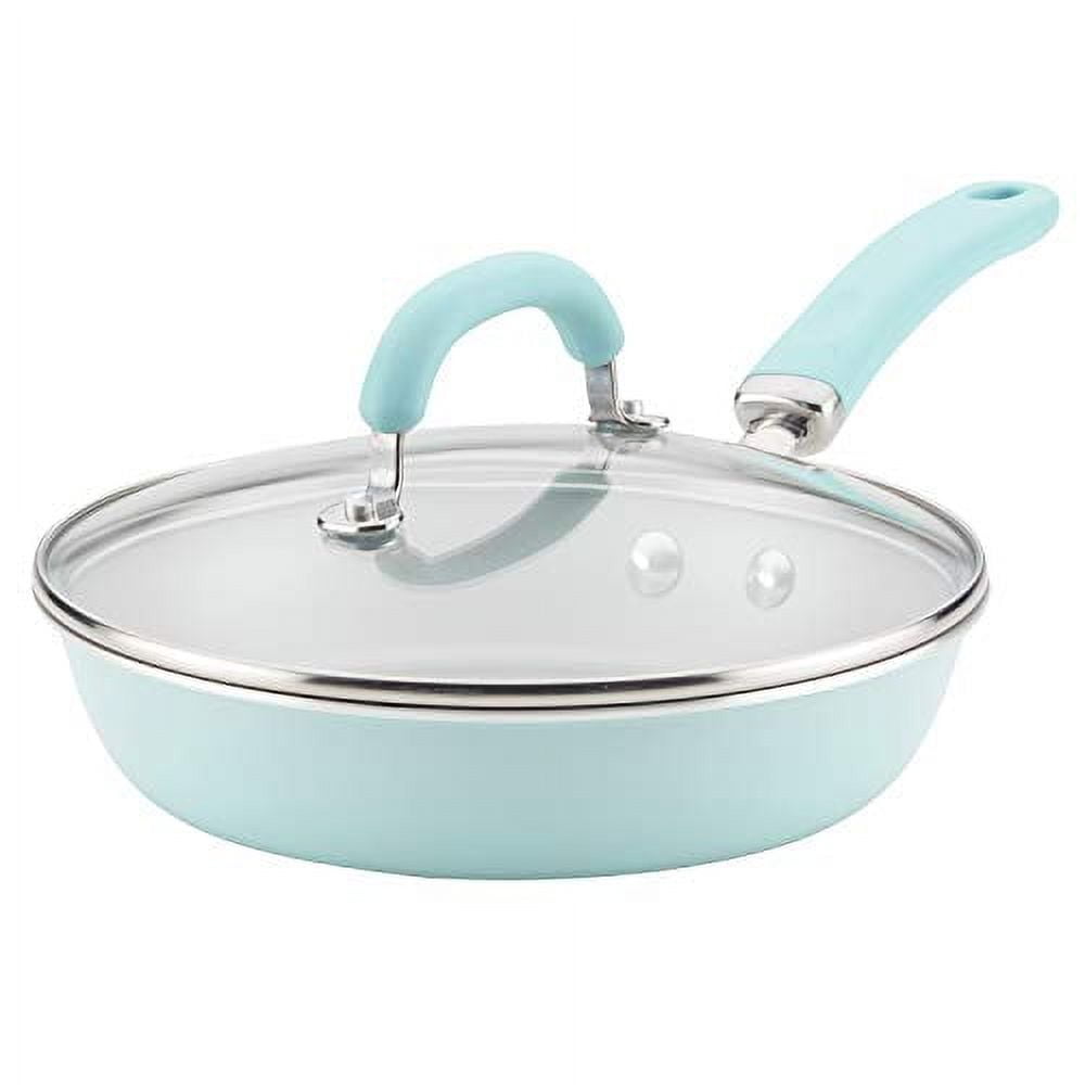 Rachael Ray Create Delicious Deep Nonstick Frying Pan / Fry Pan / Skillet with Lid - 9.5 Inch, Blue
