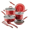 thumbnail image 1 of Rachael Ray Cucina 10 Piece Porcelain Enamel Nonstick Pots and Pans Set, Cranberry Red, 1 of 9