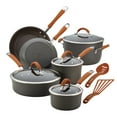 thumbnail image 1 of Rachael Ray Cucina 12 Piece Aluminum Nonstick Pots and Pans Set, Gray with Pumpkin Orange Handles, 1 of 9