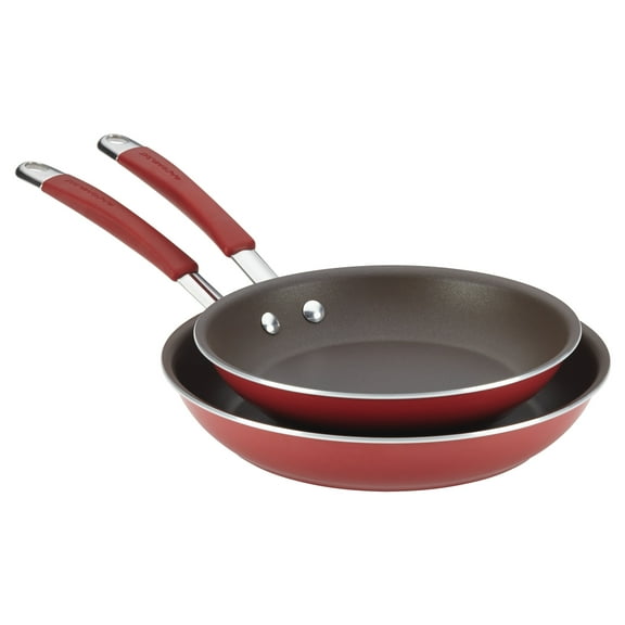 Rachael Ray Cucina 2 Piece Hard Enamel Nonstick Skillet Set, Cranberry